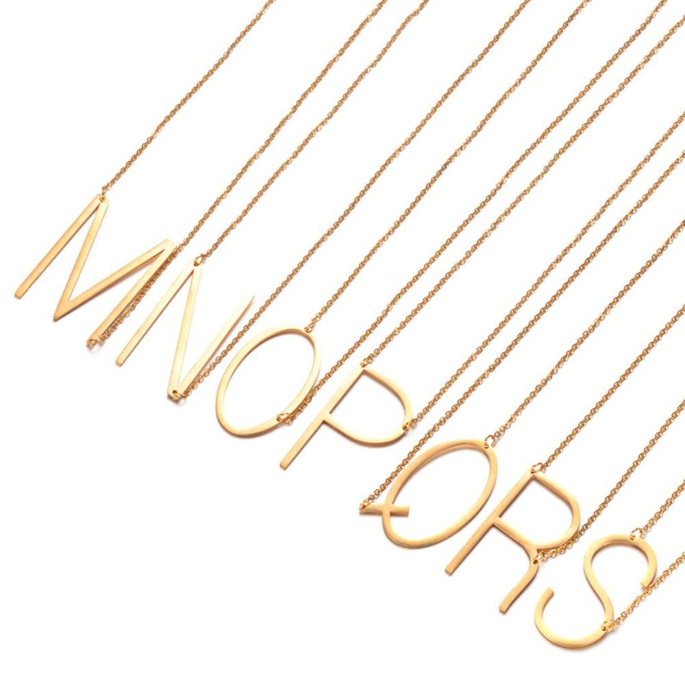 Large Initial Pendant Monogram Oversized Necklace - Picture 5 of 7